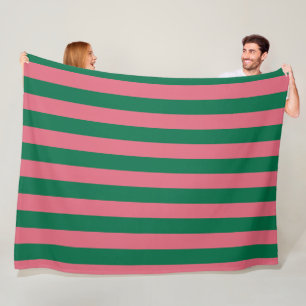 Cobertor De Velo Listrado Rosa Doce Picles Verde