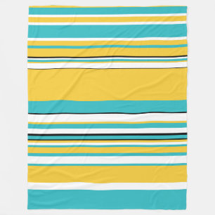Cobertor De Velo Listras Complexas - Turquesa e Amarelo