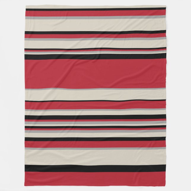 Cobertor De Velo Listras Complexas - Vermelho, Cinza, Preto e Branc (Frente)
