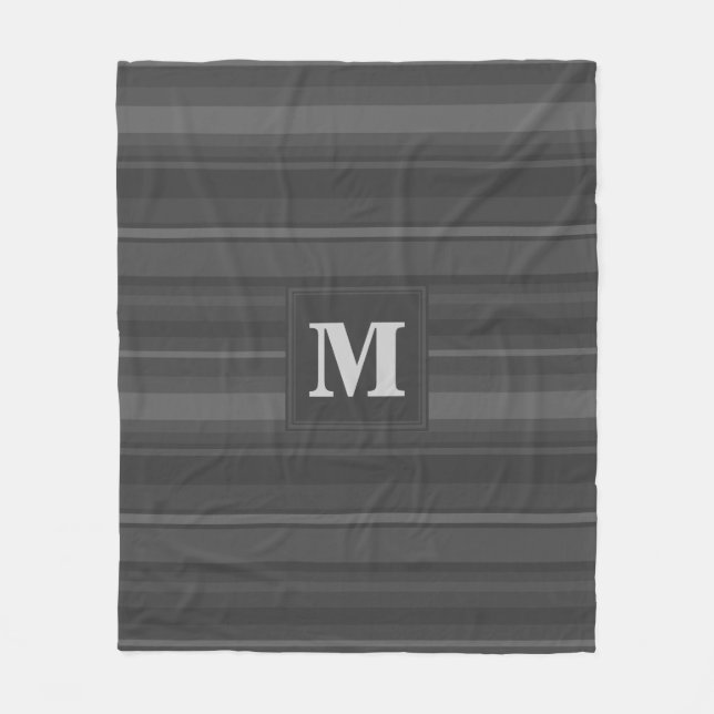 Cobertor De Velo Listras de carvão monograma (Frente)