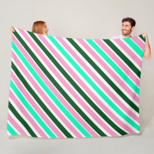 Cobertor De Velo Listras de Natal Cor-de-Rosa e Verde em Balas