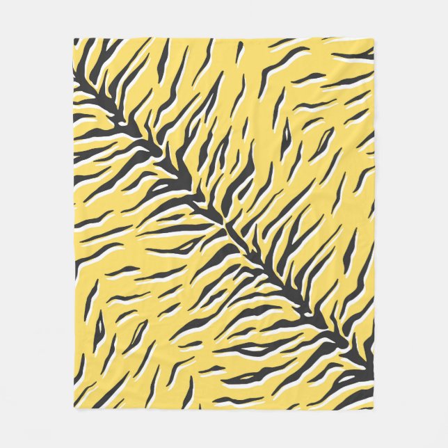 Cobertor De Velo Listras de tigre amarelas pretas: padrão de safra. (Frente)