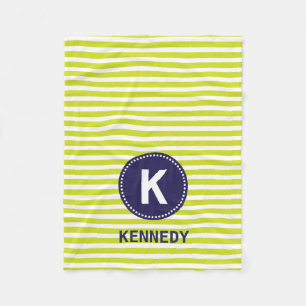 Cobertor De Velo Listras e azuis marinhos gerais do verde limão do