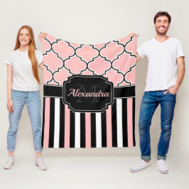 Cobertor De Velo Listras Rosa e Quatrefoil