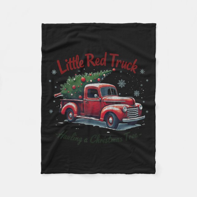 Cobertor De Velo Little Red Truck Hauling A Christmas Tree Family M (Frente)