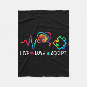 Cobertor De Velo Live Love Accept Autism Awareness Heart Beat Mom D