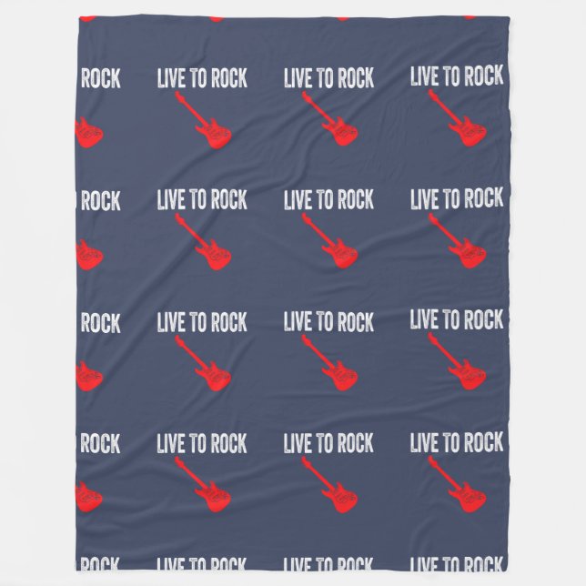 Cobertor De Velo Live To Rock Red Electric Guitar Music Graphic Art (Frente)
