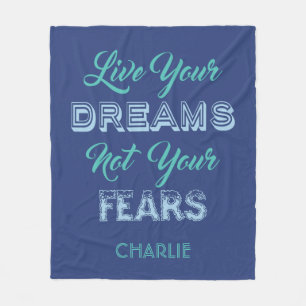 Cobertor De Velo Live Your Dreams nome personalizado fleece blanket