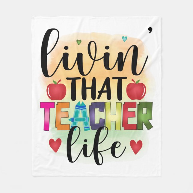 Cobertor De Velo Living That Teacher Life - Gift For Teachers (Frente)