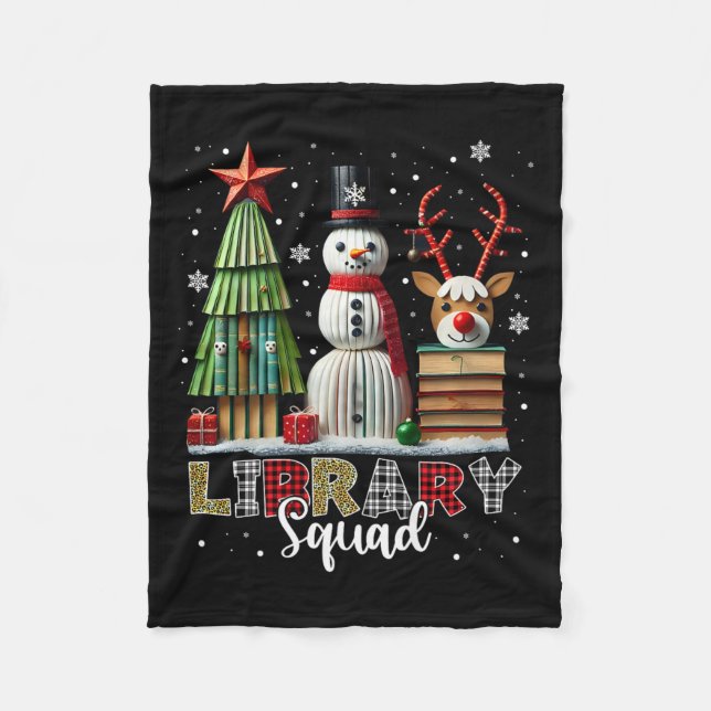 Cobertor De Velo Livros Bibliotecários de Natal Árvore de Natal Sno (Frente)