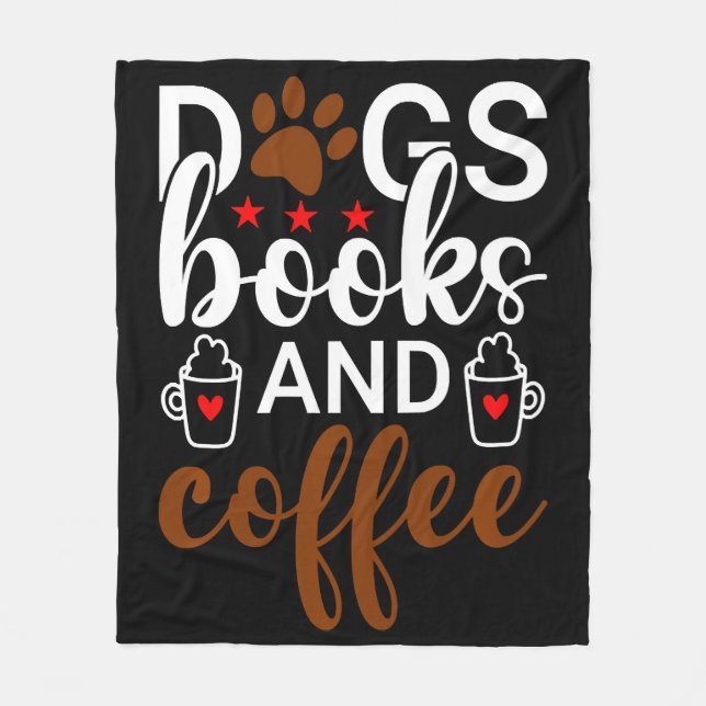 Cobertor De Velo Livros De Cães E Café (Frente)