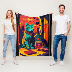 Cobertor De Velo Livros De Gato E Vinho