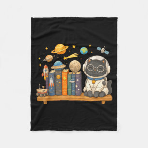 Cobertor De Velo Livros de gato kawaii fofo astronauta espaço