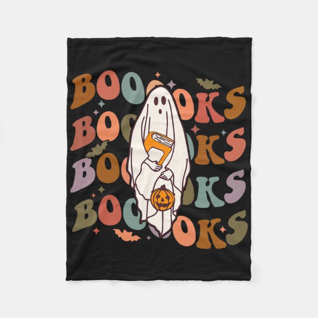 Cobertor De Velo Livros de Halloween Livros Fofos Ghost Boo Lendo L (Frente)