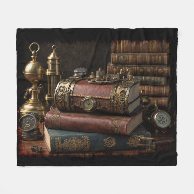 Cobertor De Velo Livros de Vintage Steampunk (Frente (Horizontal))