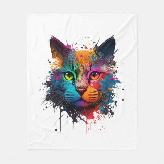 Cobertor De Velo Lixeira de Tinta Neon Gato Gato