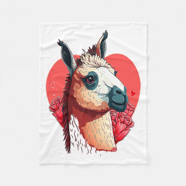 Cobertor De Velo Llama Cute Alpaca Valentines Day Animal  (Frente)