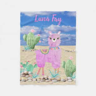 Cobertor De Velo Llama rosa Lama sudoeste deserto Cactus Cute Baby