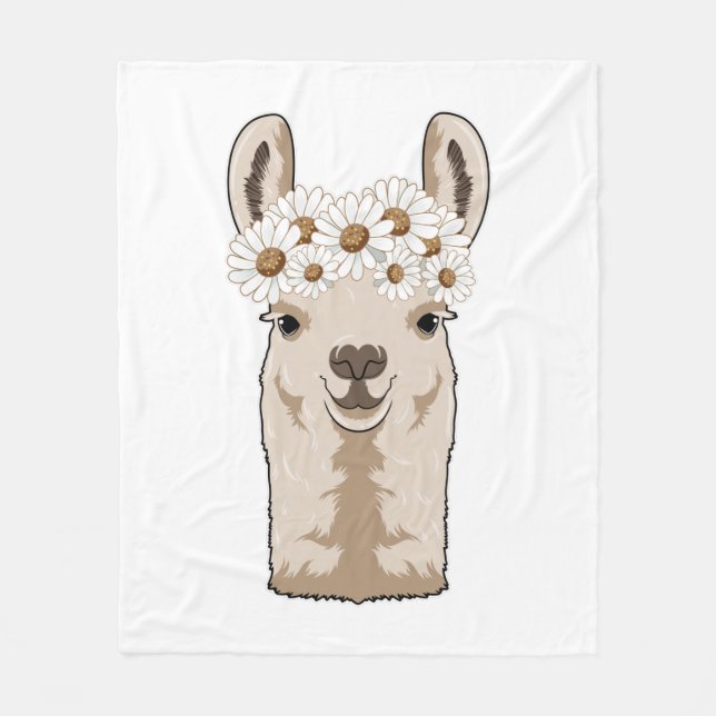 Cobertor De Velo Llama with white Blossoms (Frente)