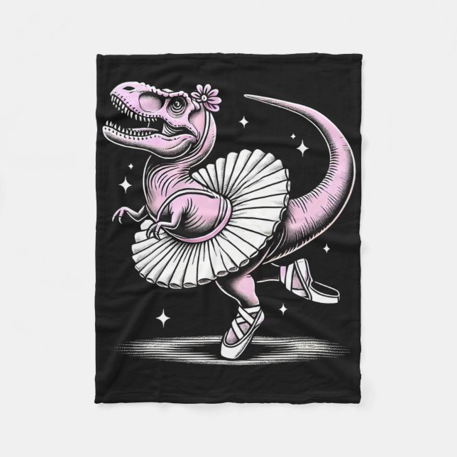 Cobertor De Velo Llet Dancing T-rex In Tutu And Slippers  (Frente)