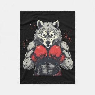 Cobertor De Velo Lobo Boxeador Com Luvas de Boxe Kickboxing Boxe Di