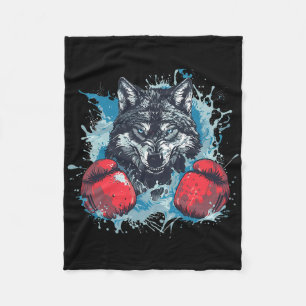 Cobertor De Velo Lobo Boxeador Com Luvas de Boxe Kickboxing Boxe Di