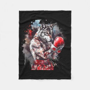 Cobertor De Velo Lobo Boxeando Com Luvas De Boxe Kickboxing Funny B