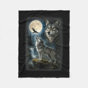 Cobertor De Velo Lobo da natureza floresta árvores lobos animal sel