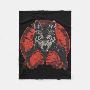 Cobertor De Velo Lobo de Boxe Com Luvas de Boxe Kickboxing Engraçad