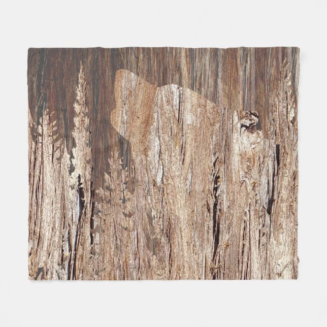 Cobertor De Velo Lobo-guindaste na madeira texturizada (Frente (Horizontal))