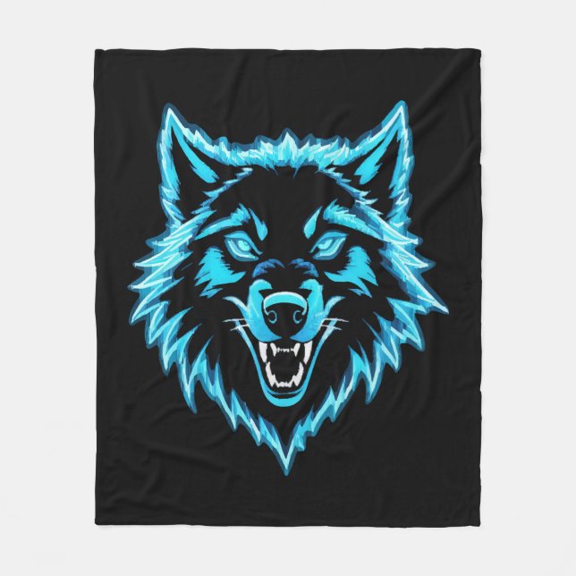 Cobertor De Velo Lobo Neon (Frente)