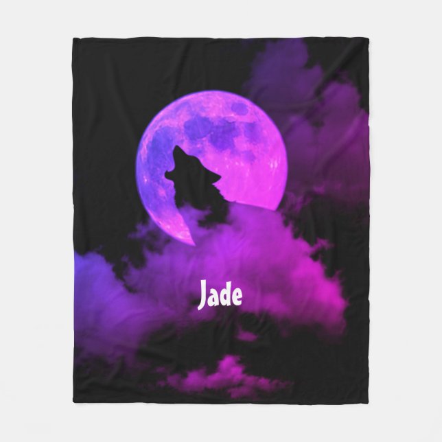 Cobertor De Velo Lobo-uivante personalizado (Frente)