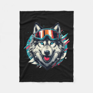 Cobertor De Velo Lobo Usando Óculos de Esqui Snowboard Lobo Esqui A