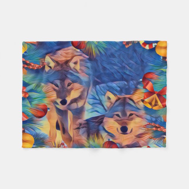 Cobertor De Velo Lobos do feriado (Frente (Horizontal))