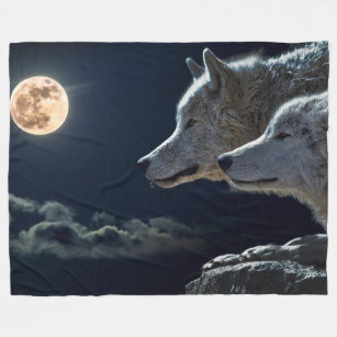 Cobertor De Velo Lobos na cobertura do velo do luar, grande