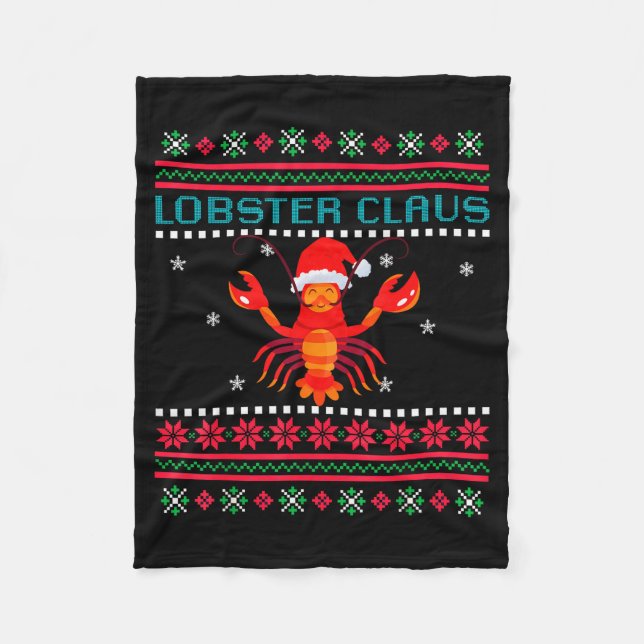 Cobertor De Velo Lobster Claus Ugly Sweater For Lobster Lovers On C (Frente)