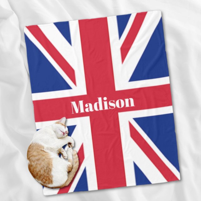 Cobertor De Velo London UK Flag Custom Name Union Jack (London UK British Flag Custom Name Union Jack Fleece Blanket)