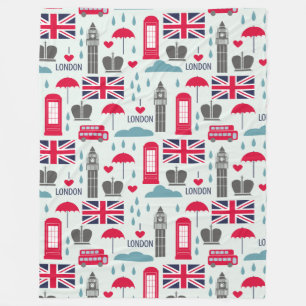 Cobertor De Velo Londres Themed Fleece Blanket