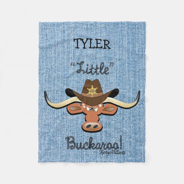 Cobertor De Velo Longhorn Steer Fleece Blanket do Little Boy (Frente)