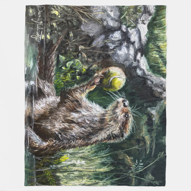 Cobertor De Velo Lontra com Bola de Tênis (Frente)