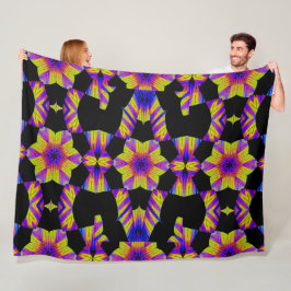 Cobertor De Velo Lotus Azul-Amarelo-Rosa, no cobertor do velo preto