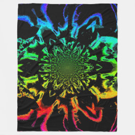 Cobertor De Velo Lotus em preto e arco-íris Satin Fleece Blanket