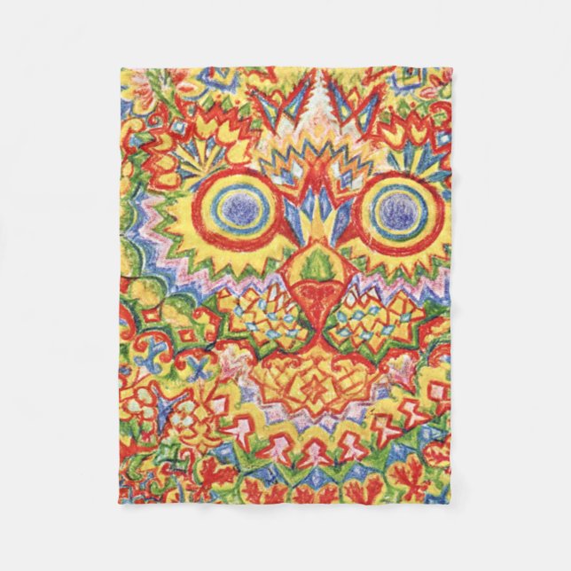 Cobertor De Velo Louis Wain Psychedelic Cat Colorful (Frente)