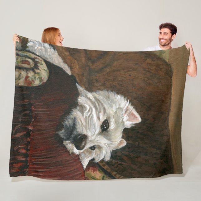 Cobertor De Velo Lounging Westie em Sofa (In Situ)