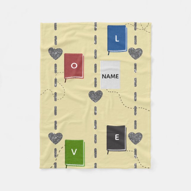 Cobertor De Velo Love Books Fleece Blanket Cozy Reading  (Frente)