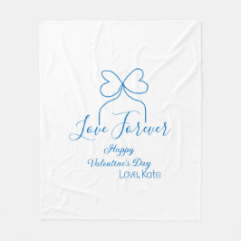 Cobertor De Velo Love Forever blue bow happy Valentine's day name d