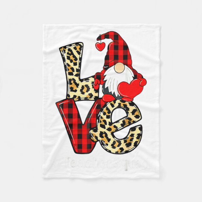 Cobertor De Velo Love Gnome Teacher Squad Valentines Day Teacher St (Frente)