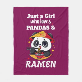 Cobertor De Velo Love Pandas and Ramen (texto branco)