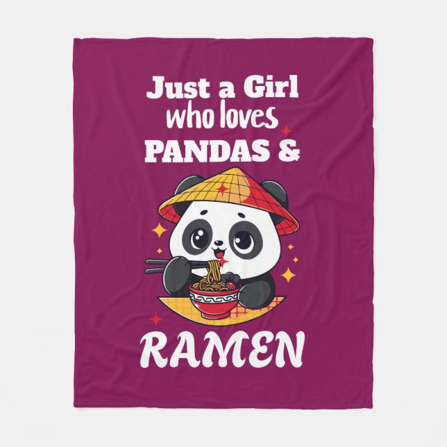 Cobertor De Velo Love Pandas and Ramen (texto branco) (Frente)
