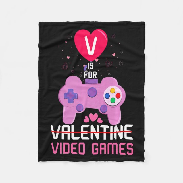 Cobertor De Velo Love Video Game Gamer Gaming Hearts Day Happy Vale (Frente)
